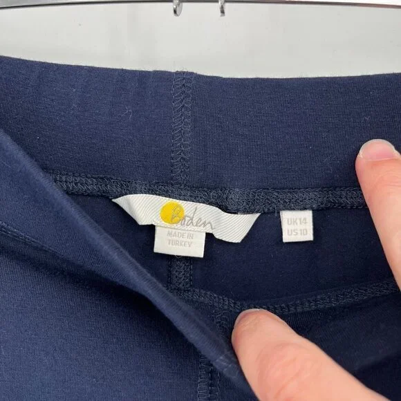 Boden Womens High Rise Crop Jersey Leggings Size 10 Navy Blue Casual Soft Knit - Picture 4 of 11